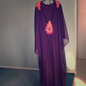 XL Beautiful Polyester Purple abaya dress